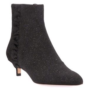Sesto Meucci Bayley Ankle Black Glittered Boots, Size 10